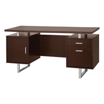 Pacific Landing Glavan Double Pedestal Desk in Cappuccino and Silver, , large