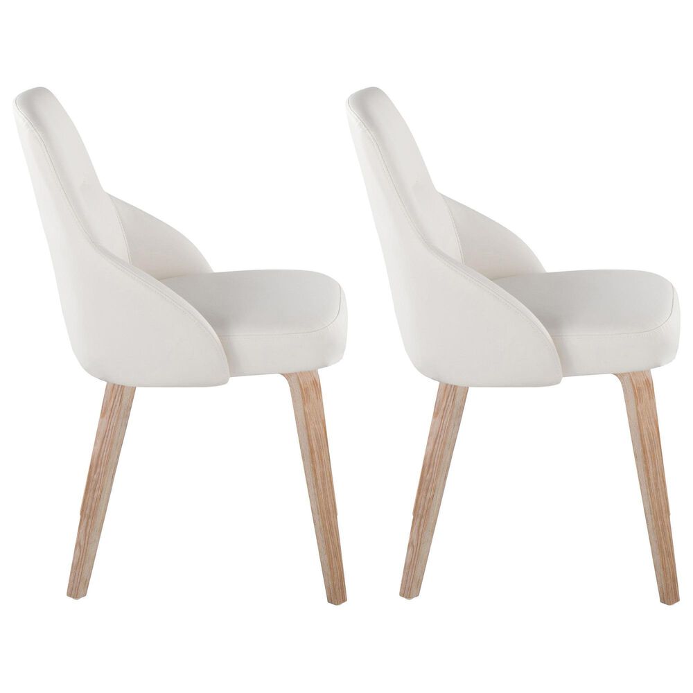 LumiSource York Side Chair with White Faux Leather Cushion in Whitewashed (Set of 2), , large