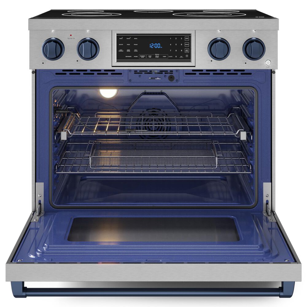 Thor Kitchen Gordon Ramsay 6 Cu. Ft. 36&quot; Professional Electric Range with Navy Blue Handle Kit in Stainless Steel, , large