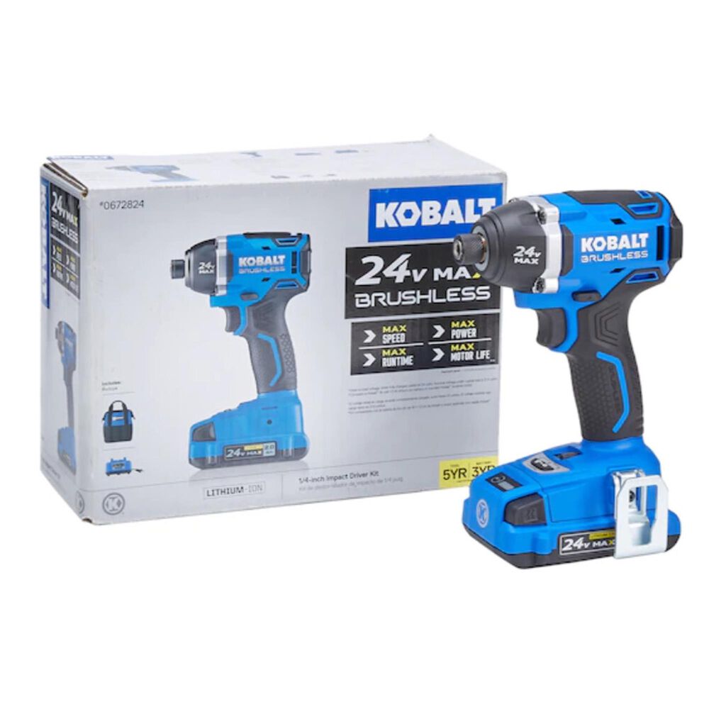 Kobalt 24-Volt Max Brushless Cordless Impact Driver in Blue and Black, , large