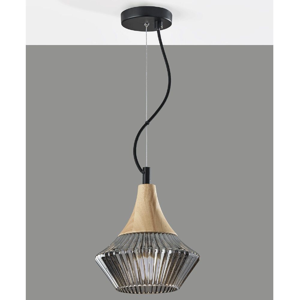 Adesso Elsie 1-Light Pendant in Black and Natural, , large