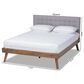 Baxton Studio Devan Queen Platform Bed with Light Grey Fabric in Walnut Brown, , large