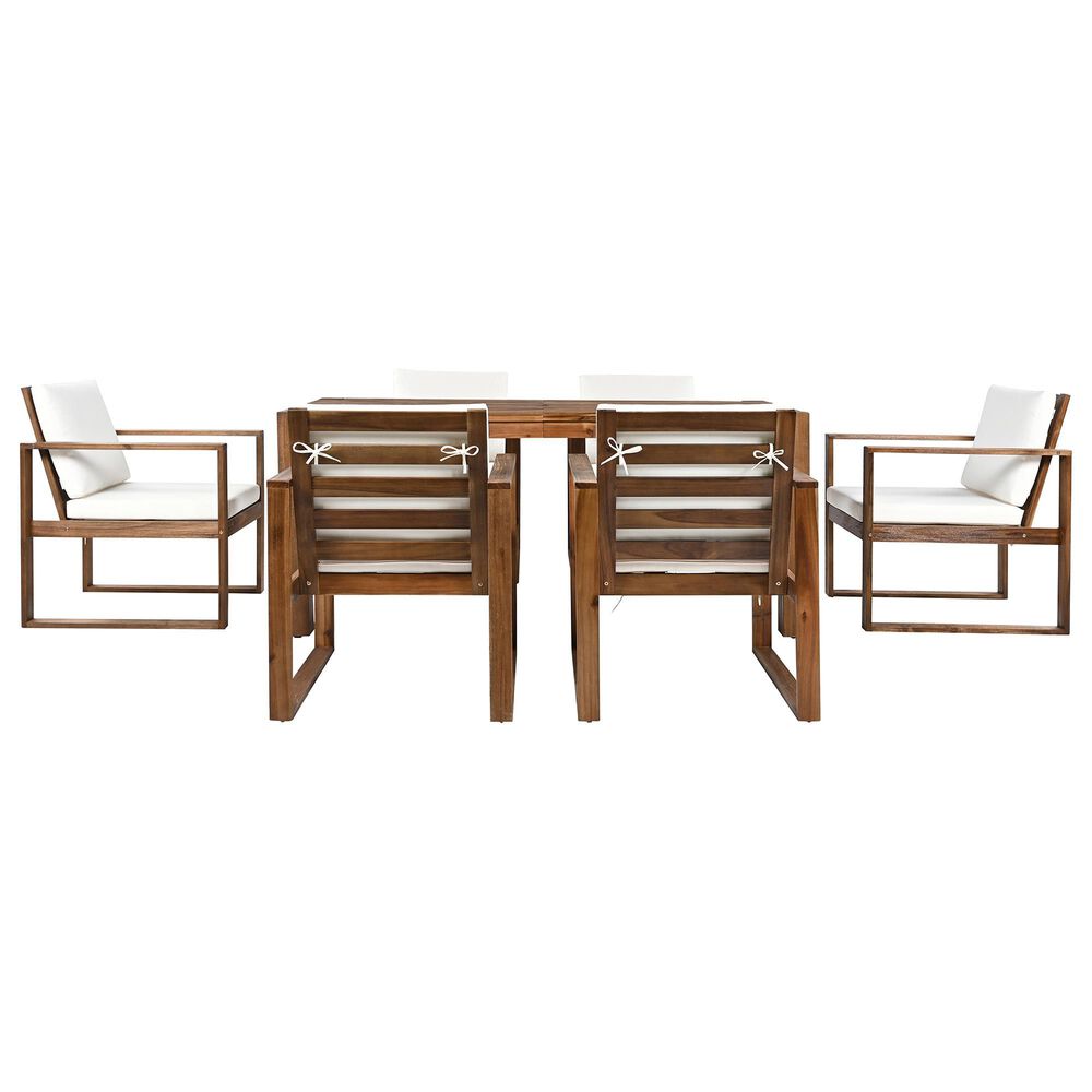 HOMLUX 7-Piece Patio Dining Set with 69" Rectangular Mocha Table and Umbrella Hole in Beige, , large