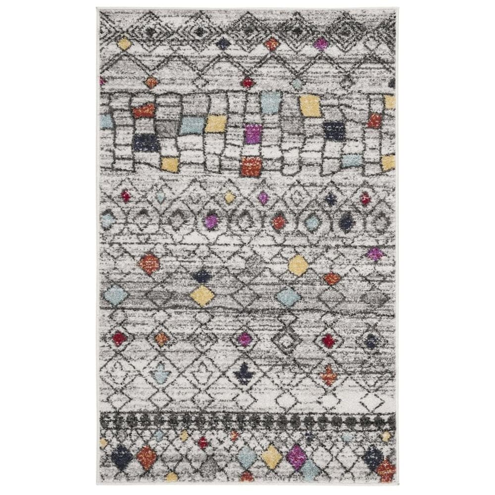 Safavieh Adirondack ADR204F 4" x 6" Light Grey and Fuchsia Area Rug, , large