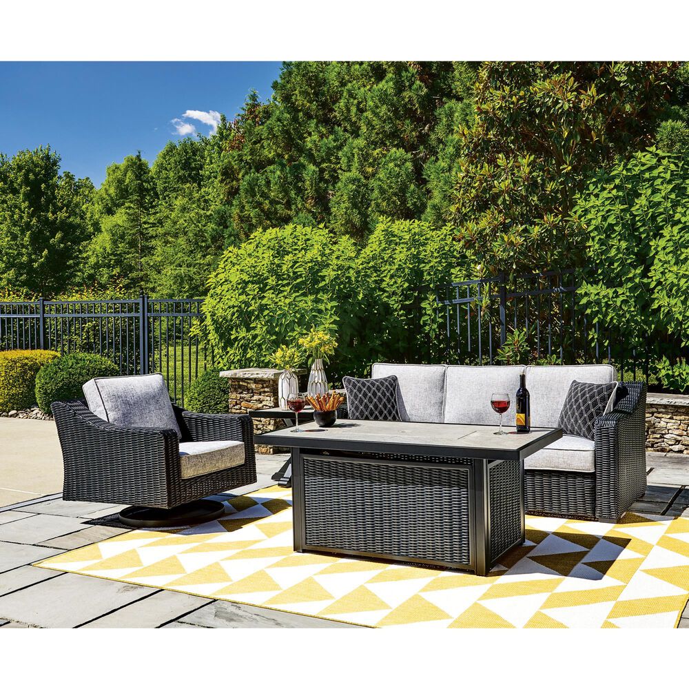 Ashley Beachcroft Rectangular Fire Pit Table in Black and Light Gray, , large