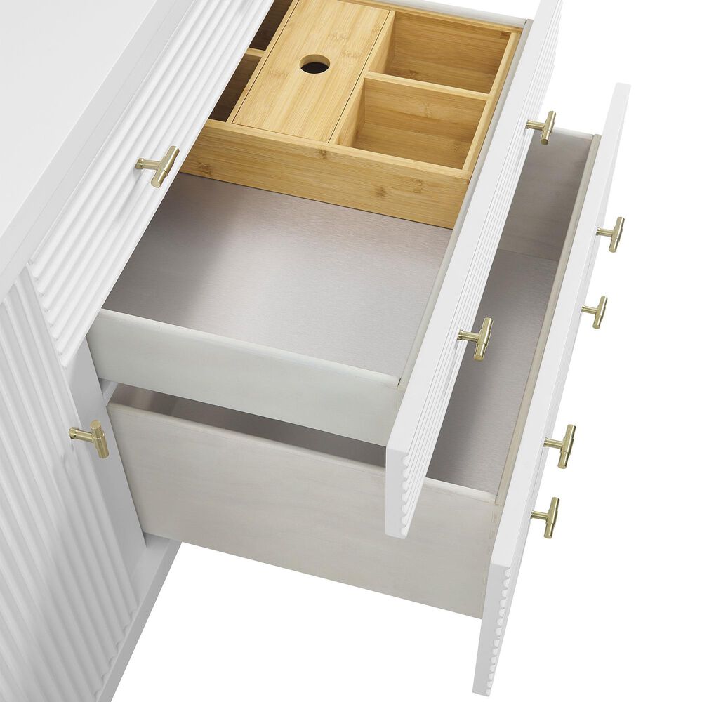 James Martin Vanities Myrrin 60" Double Bathroom Vanity in Bright White with 3 cm Eternal Jasmine Pearl Silestone Top, Rectangular Sinks and FreePower Wireless Charger, , large