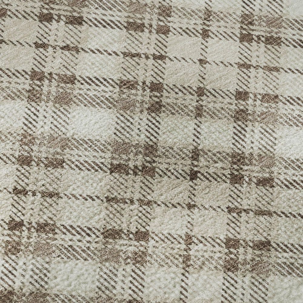 Dalyn Rug Company Soft Essentials Plaid Beige 8' Round Indoor/Outdoor Area Rug, , large