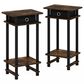 HOMLUX Tall End Table with Bin in Amber Pine and Black (Set of 2), , large