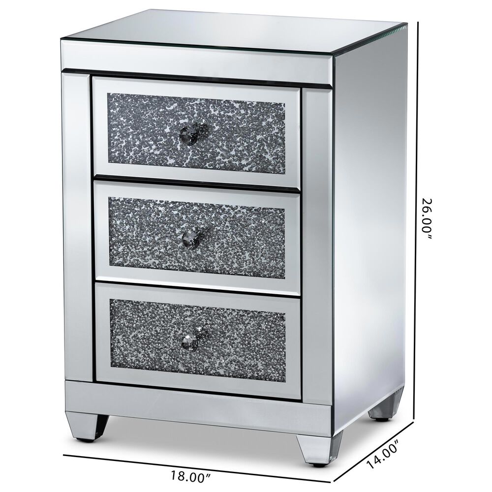 Baxton Studio Ralston 3-Drawer Nightstand in Mirrored, , large