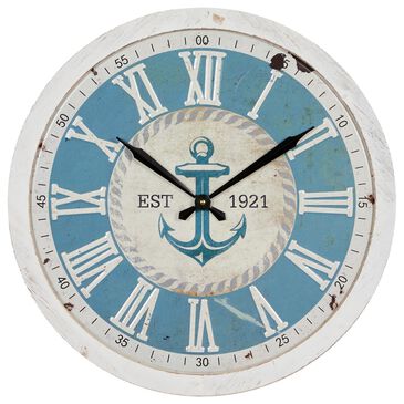 Maple and Jade 24" Wall Clock in White and Blue, , large