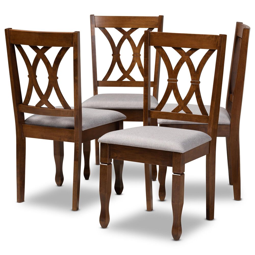 Baxton Studio Augustine Side Chair in Walnut Brown (Set of 4), , large