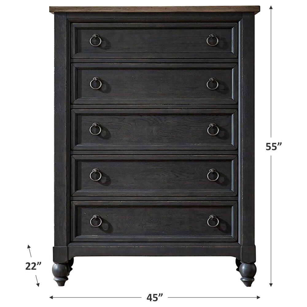 Belle Furnishings 5-Drawer Chest in Black and Dusty Taupe, , large