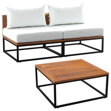 Southern Enterprises Taradale 3-Piece Patio Chat Set in Black and Natural, , large