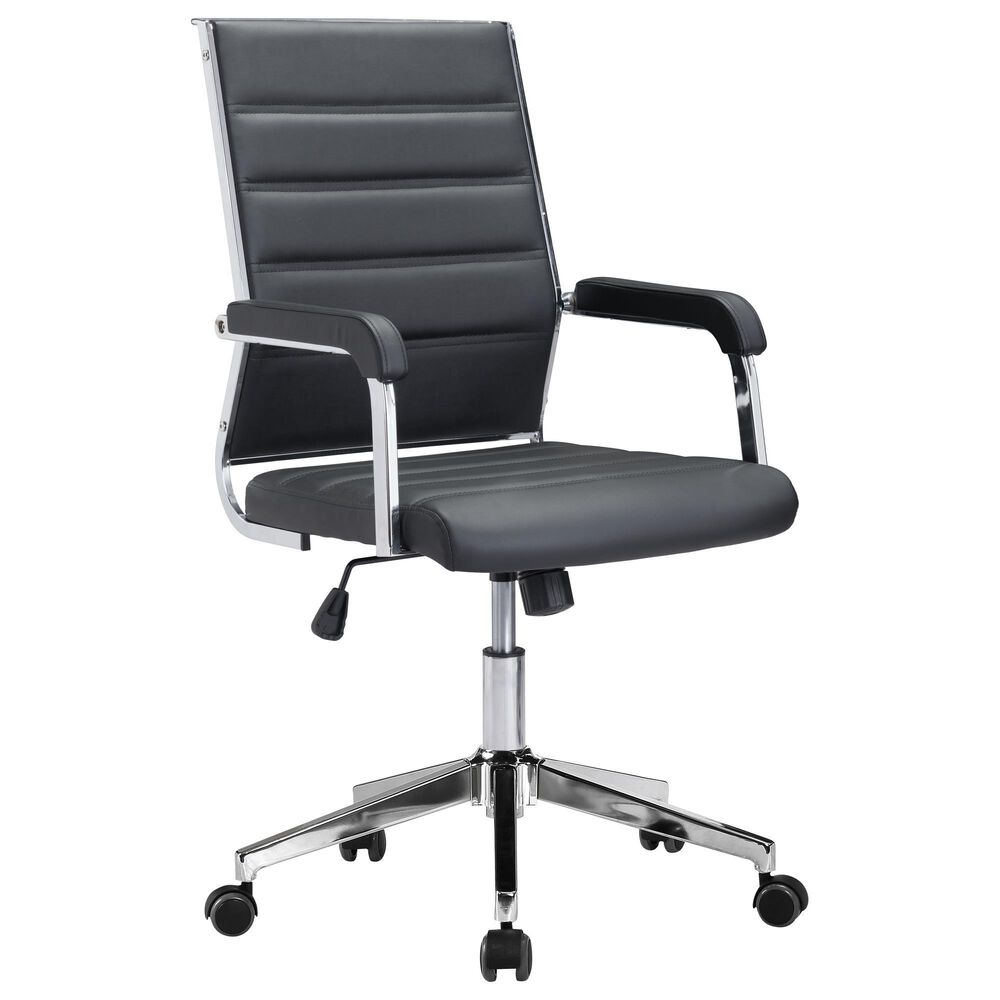 Zuo Modern Liderato Office Chair in Black and Silver, , large