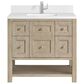 James Martin Vanities Breckenridge 36" Single Vanity in Whitewashed Oak with Single Hole 3 cm White Zeus Quartz Top & Backsplash, , large