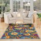 Nourison Aloha ALH17 5"3" x 7"5" Navy and Multicolor Indoor/Outdoor Area Rug, , large