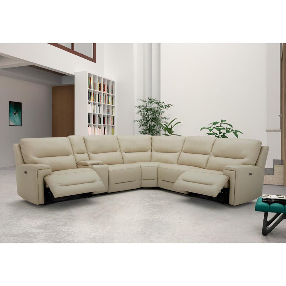 Interlochen 6-Piece Power Reclining Curved Sectional with Power Headrests in Impression Argento Tan, , large