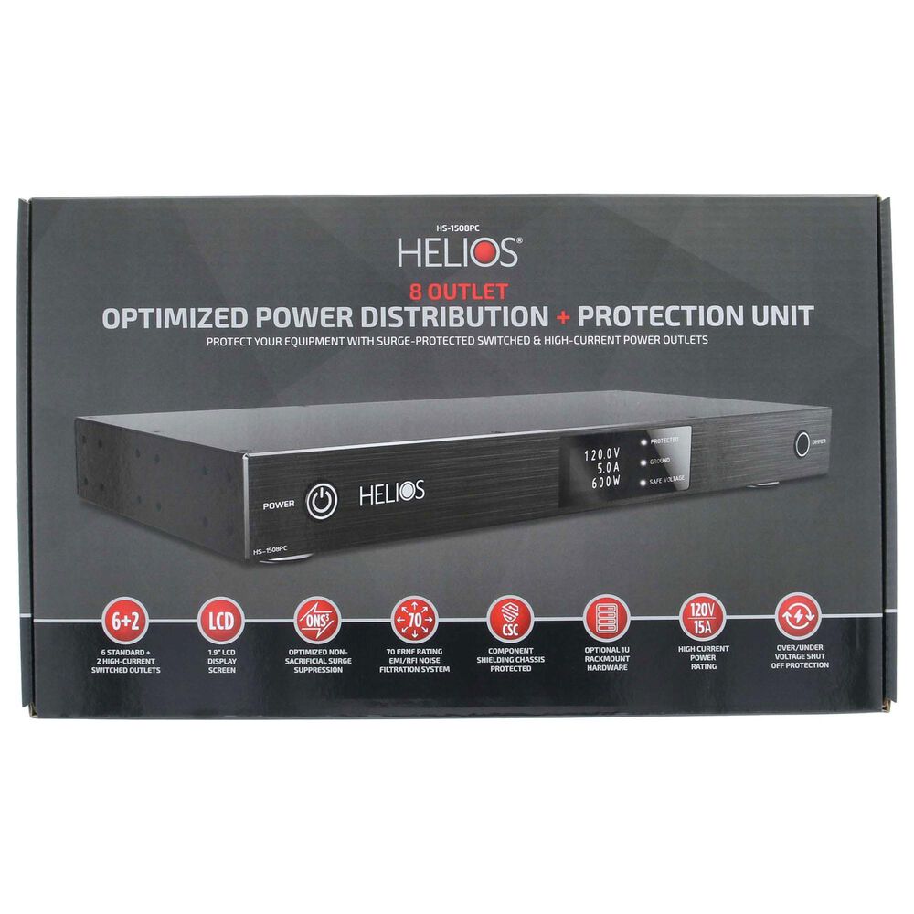 Helios 8-Outlet Rack Mountable Non Sacrificial Surge Protector in Black, , large