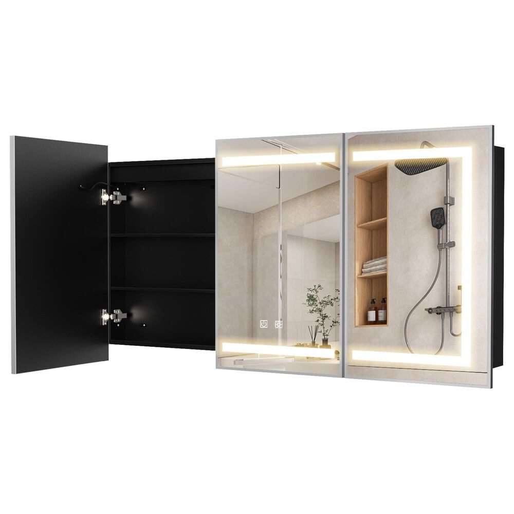 HOMLUX 48" x 32" Bathroom Medicine Cabinet with Mirror in Silver, , large