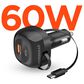 Hypercel SpeedBoost 3-in-1 Fast Car Charger with Retractable 30W USB-C PD Cable in Black, , large