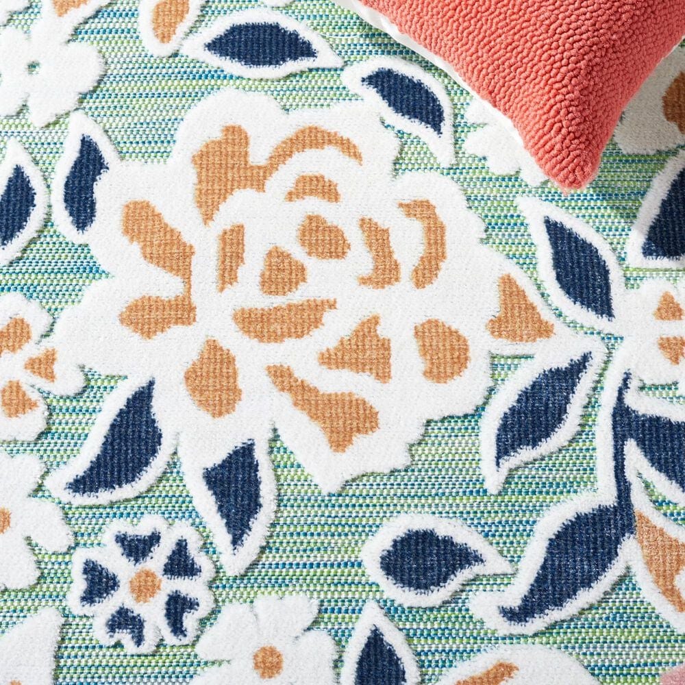 Safavieh Cabana CBN485N 8&#39; x 10&#39; Green and Navy Indoor/Outdoor Area Performance Rug, , large