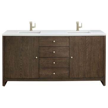 James Martin Vanities Gracyn 72" Double Bathroom Vanity in Sable with 3 cm White Zeus Quartz Top and Rectangular Sinks, , large