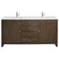 James Martin Vanities Gracyn 72" Double Bathroom Vanity in Sable with 3 cm White Zeus Quartz Top and Rectangular Sinks, , large