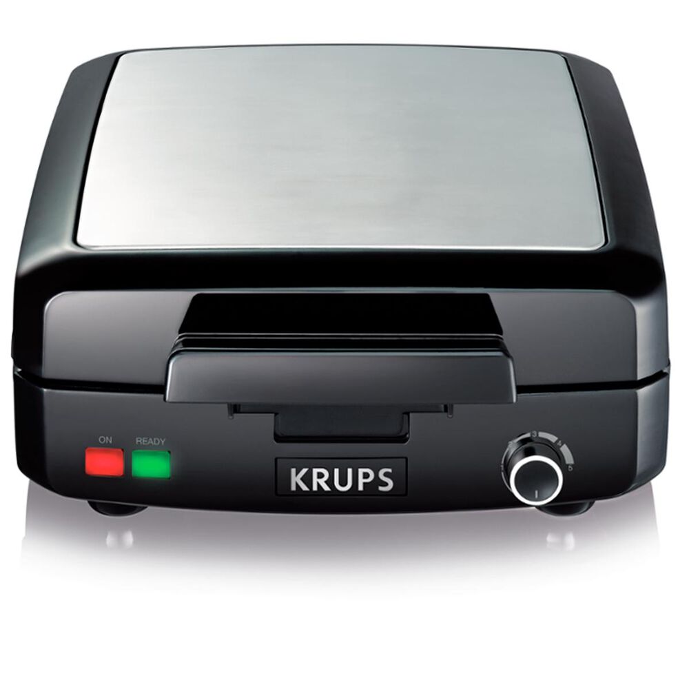 Krups Belgian 4-Slice Waffle Maker in Stainless Steel and Black, , large