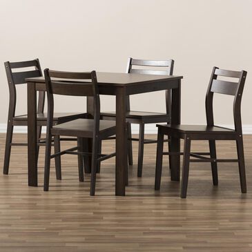 Baxton Studio Lovy 5-Piece Dining Set in Espresso Brown, , large