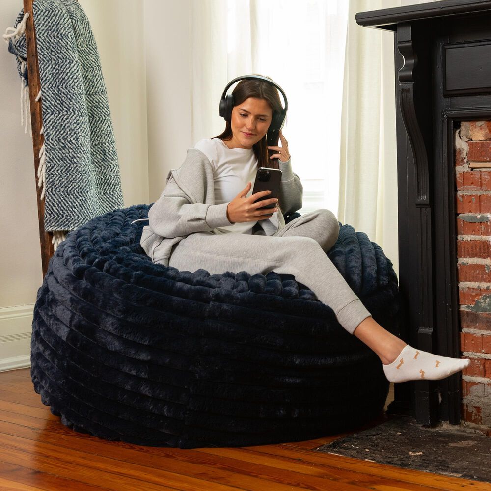 Jaxx Saxx 4&#39; Plush Bean Bag Chair in Midnight Blue, , large