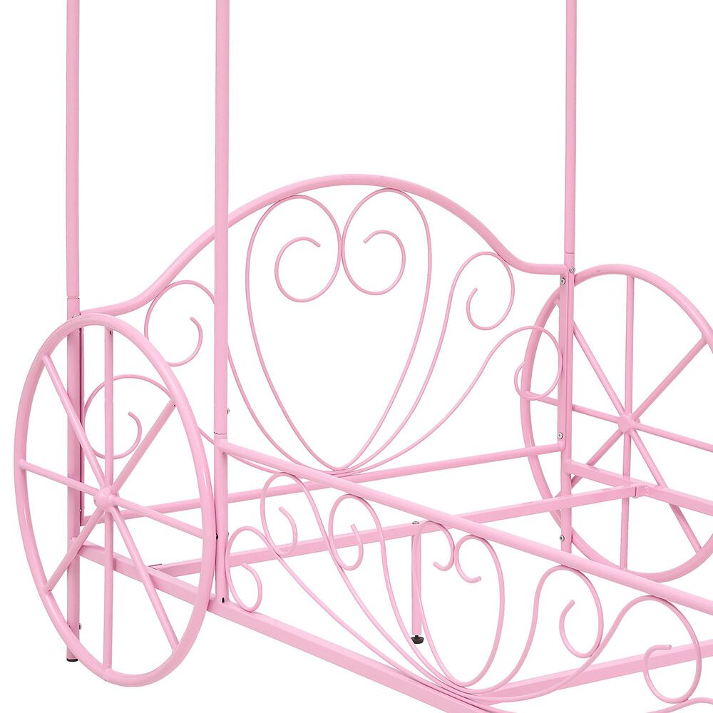 Furniture of America Carriage Twin Canopy Bed in Pink, , large