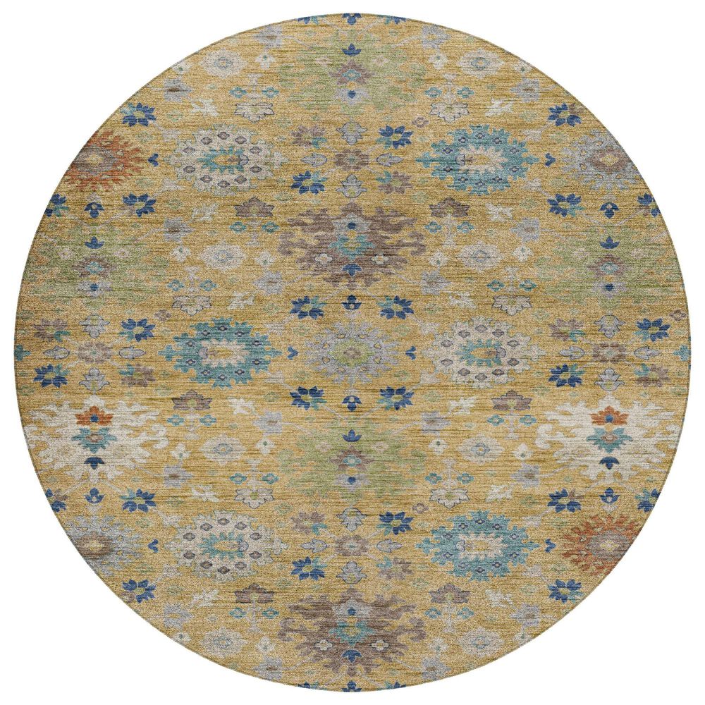 Dalyn Rug Company Silk Road Turmeric, Gold, Blue, Copper, Ivory, Taupe and Aloe 8" Round Area Rug, , large