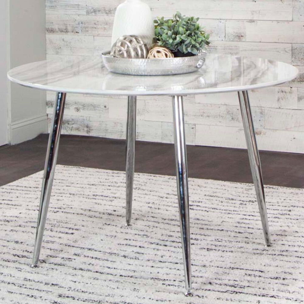 Penny Lane Idina Dining Table in Chrome and White, , large