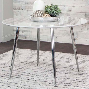 Penny Lane Idina Dining Table in Chrome and White, , large