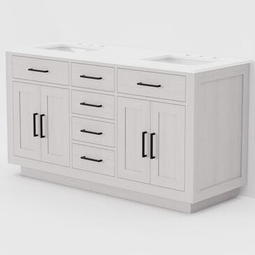 Lexora Home Abbey 60" Double Bathroom Vanity in White Oak with 2 cm White Cultured Marble Top and Rectangular Sinks, , large