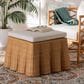 Baxton Studio Palm 27" Square Ottoman with Light Honey Rattan in White, , large