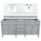 James Martin Vanities Brittany 72" Double Bathroom Vanity in Urban Gray with 3 cm Arctic Fall Solid Surface Top and Rectangle Sinks, , large