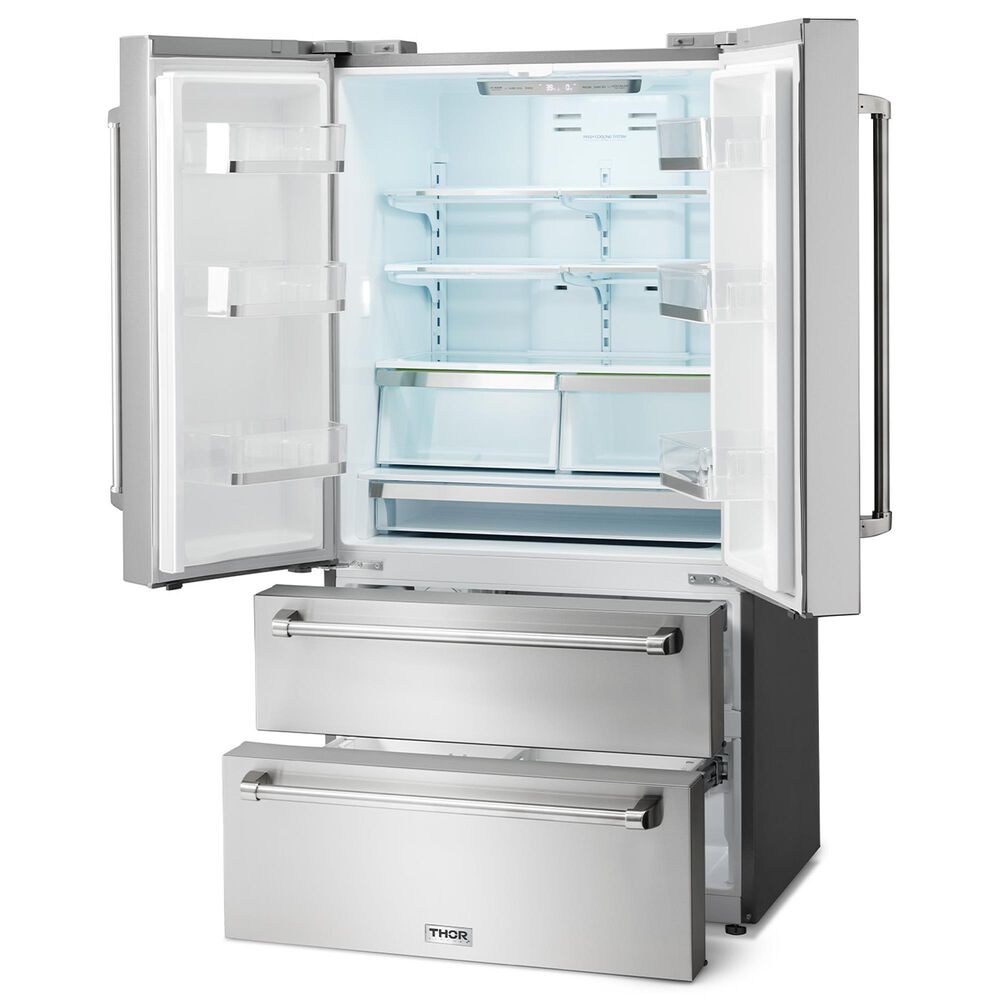 Thor Kitchen 36&quot; Professional French Door Refrigerator with Freezer Drawers in Stainless Steel, , large