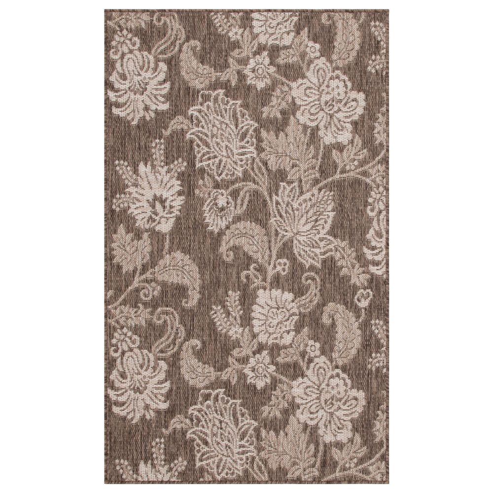 Nourison Garden Oasis Floral Mocha 3&#39; x 5&#39; Indoor/Outdoor Area Rug, , large