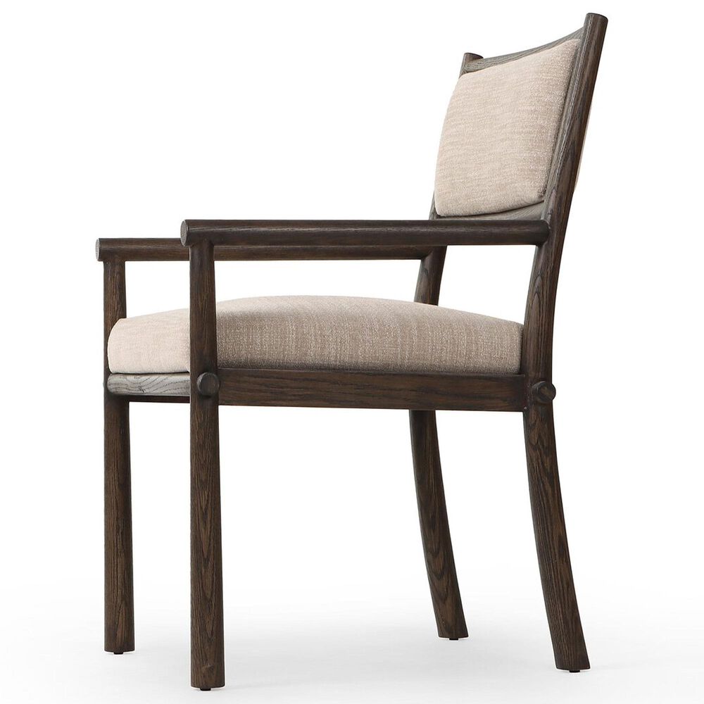 Four Hands Akiro Dining Arm Chair with Laken Stone Fabric in Warm Oak, , large