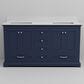 Lexora Home Dukes 60" Double Bathroom Vanity in Navy Blue with 2 cm White Cultured Marble Top and Rectangular Sinks, , large