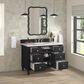 James Martin Vanities Lorelai 48" Single Vanity in Black Onyx with 3 cm White Zeus Quartz Top, , large