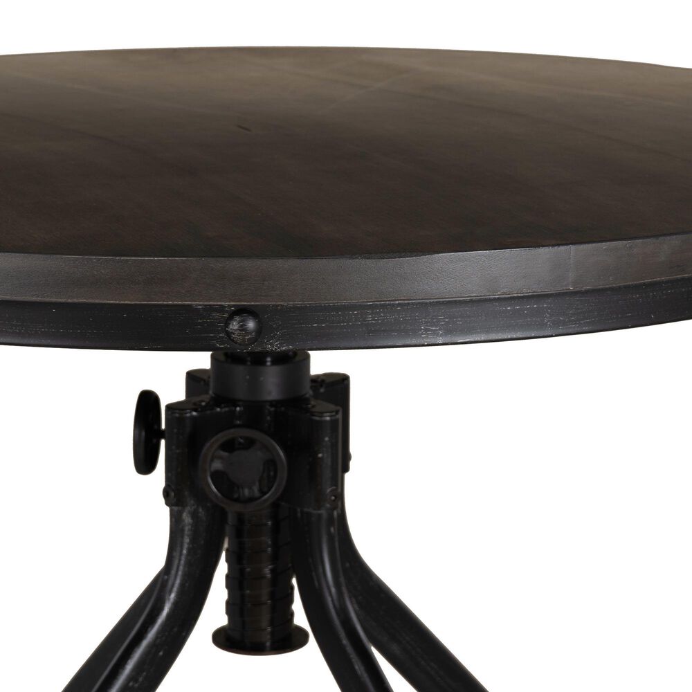 Linon Home Decor Hawkford Adjustable Round Bar Table in Grey and Gunmetal - Table Only, , large