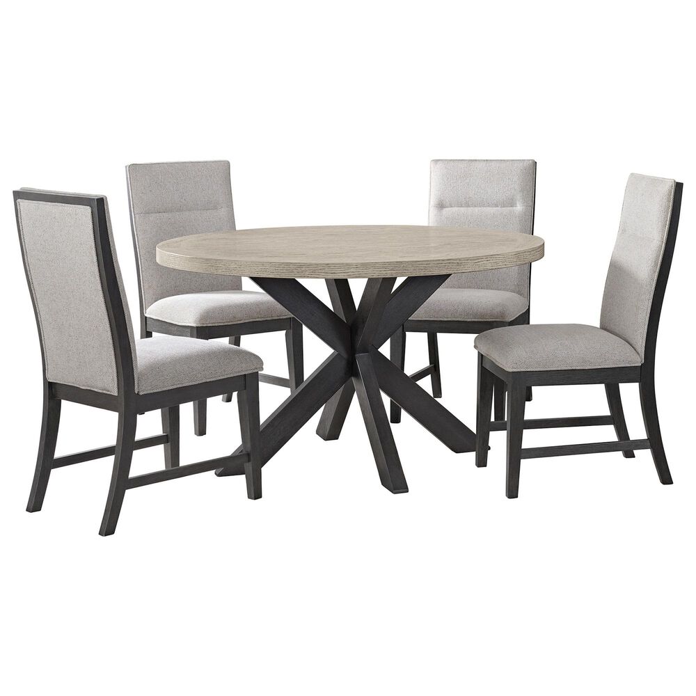 Mayberry Hill Axel 5-Piece Round Dining Set in Light Grey and Espresso, , large