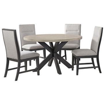 Mayberry Hill Axel 5-Piece Round Dining Set in Light Grey and Espresso, , large