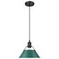 Golden Lighting Orwell 1-Light Medium Pendant with Pine Green Shade in Matte Black, , large
