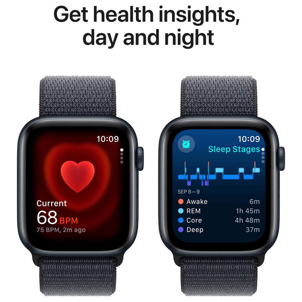Apple Watch SE GPS + Cellular 44mm Midnight Aluminum Case with Ink Sport Loop, , large