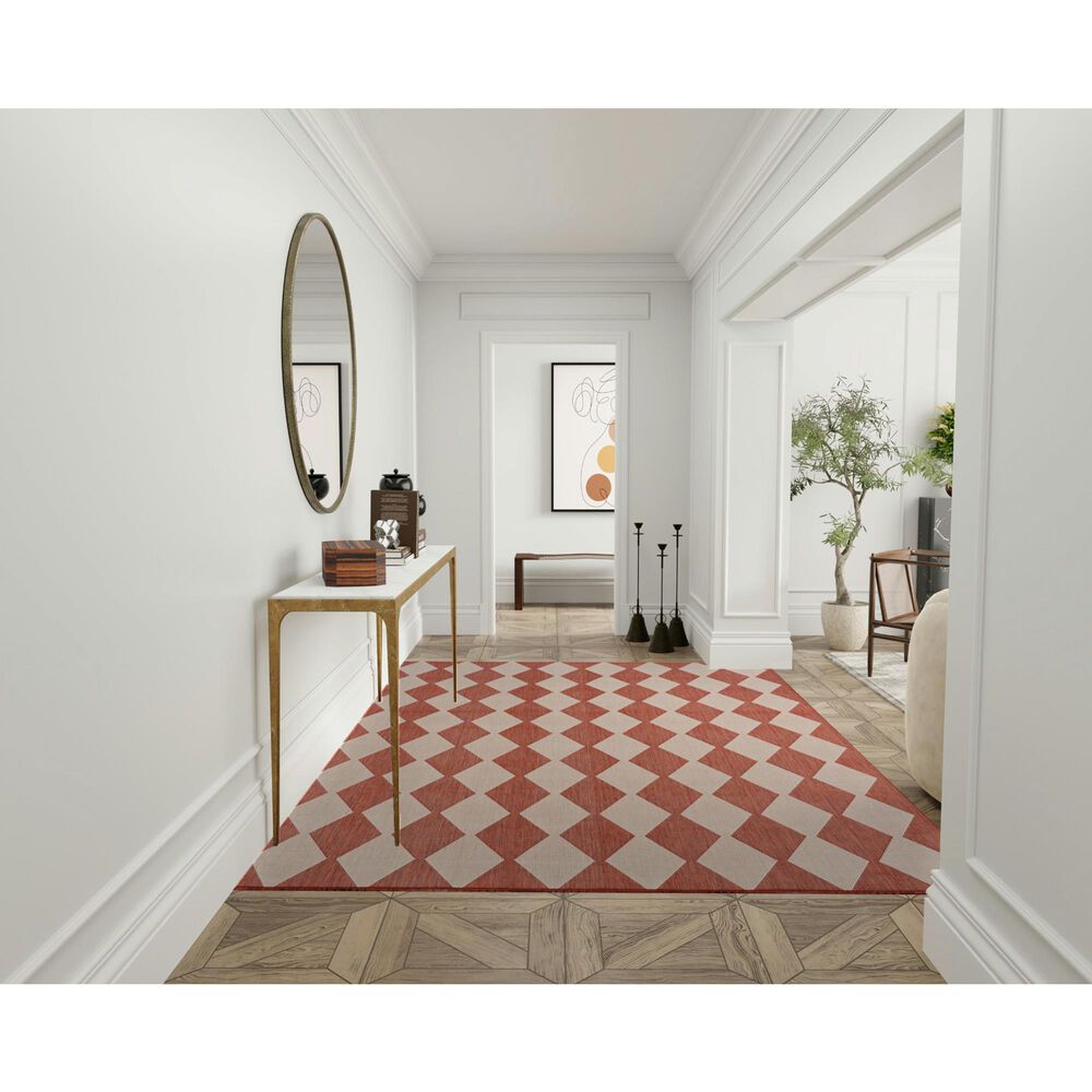 Nourison Positano Geometric Terracotta 7&#39; x 10&#39; Indoor/Outdoor Area Rug, , large