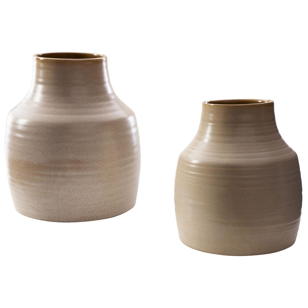 Ashley Millcott 12&quot; Vase in Tan &#40;Set of 2&#41;, , large