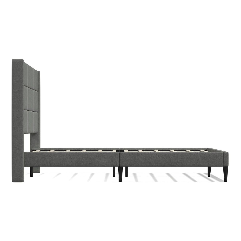 Glideaway Pax Queen Upholstered Platform Wingback Bed in Stone Mist, , large